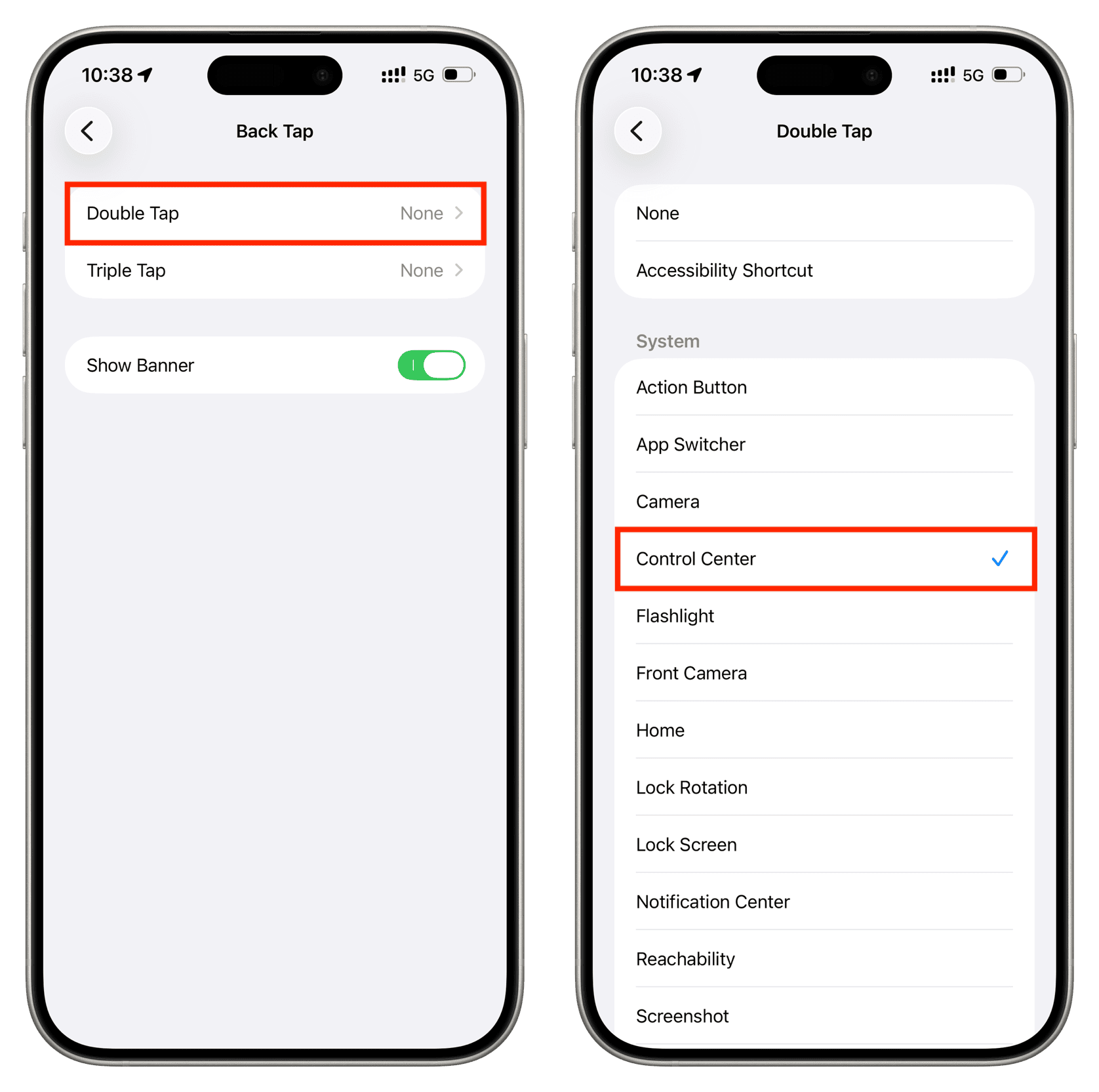 Select Double Tap.