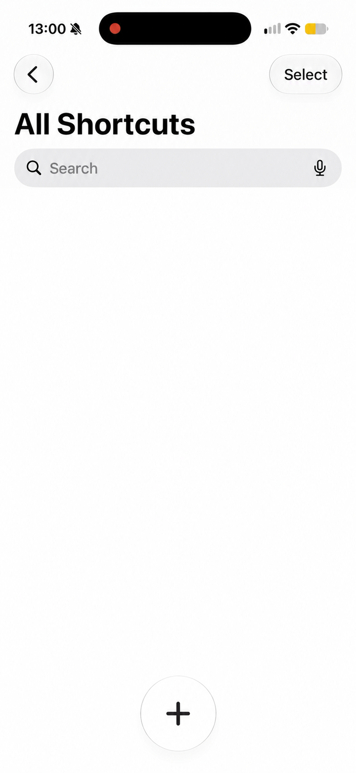 Tap + to create a shortcut.